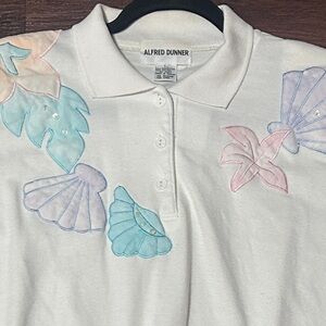 Alfred Dunner White Pastel Embroidered Women's Shirt